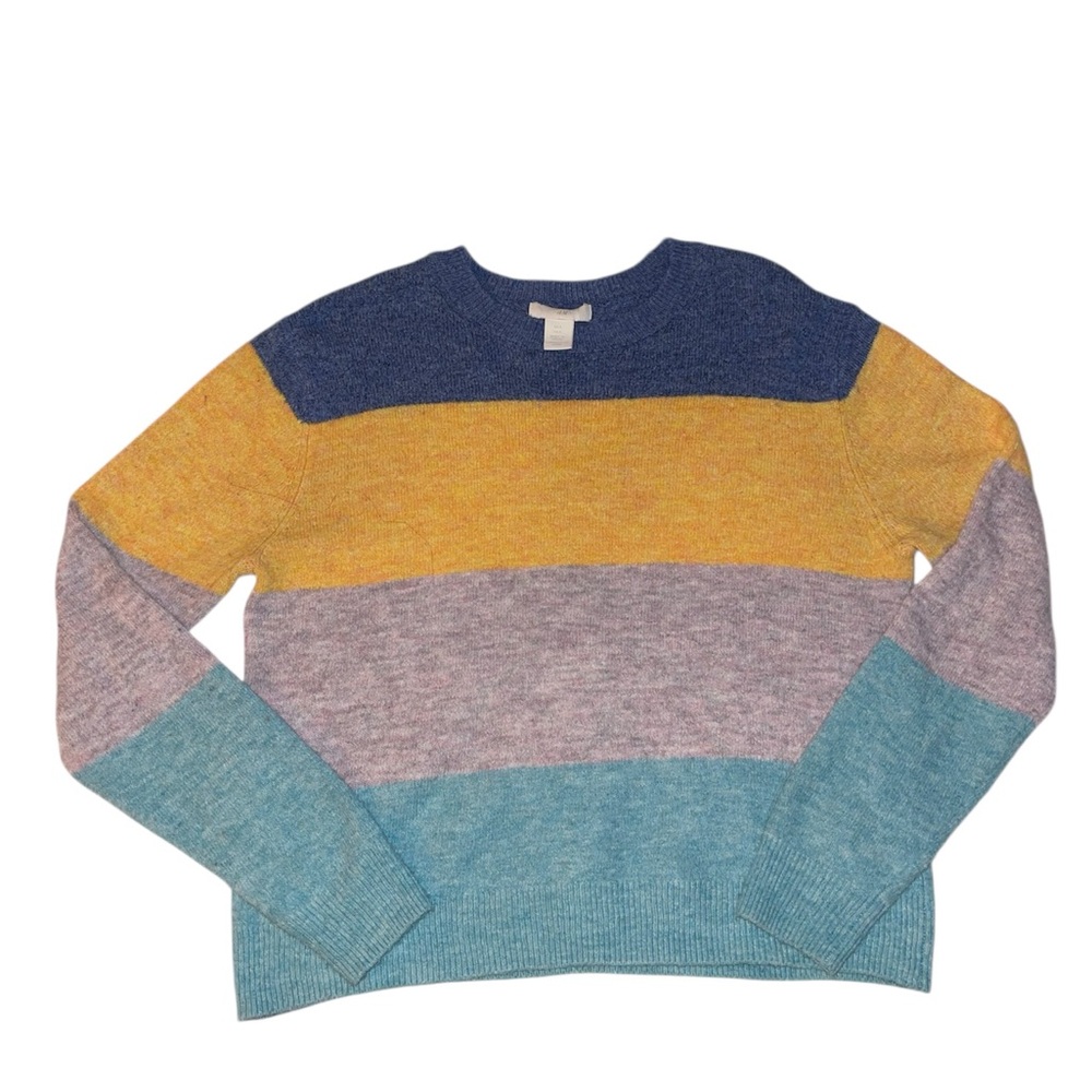 H&M WOMENS STRIPED WOOL SWEATER - Medium - Cozy Knit - Classic Style